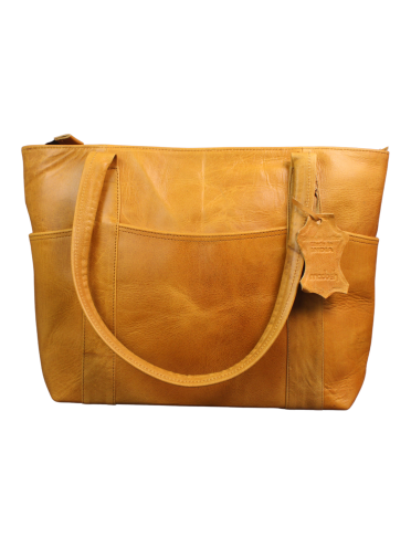 Madosh Genuine Leather Yellow Tote Bag Messenger Bag Ladies Purse Women's Shoulder Satchel Handbag
